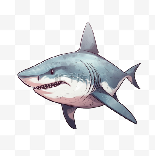 卡通手绘海洋动物大白鲨图片