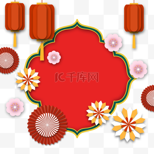 越南新年花卉复古风格边框图片