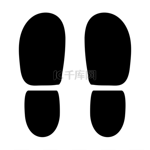 Black trases the heels of shoes.. 足迹或鞋后跟痕迹图标。图片