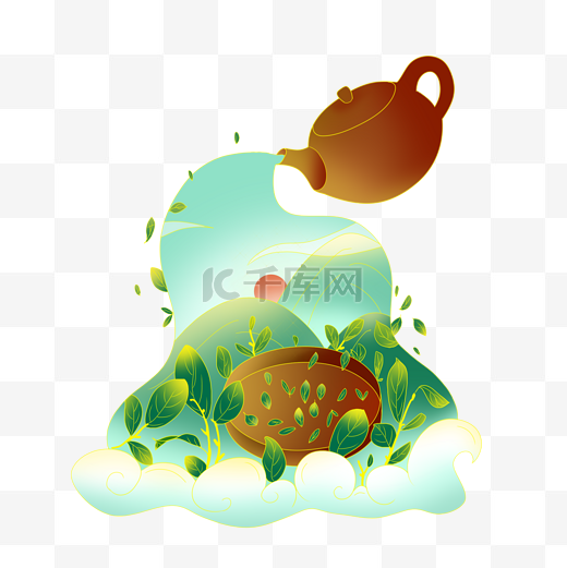 国潮茶文化茶叶茶饮文艺装饰配图图片