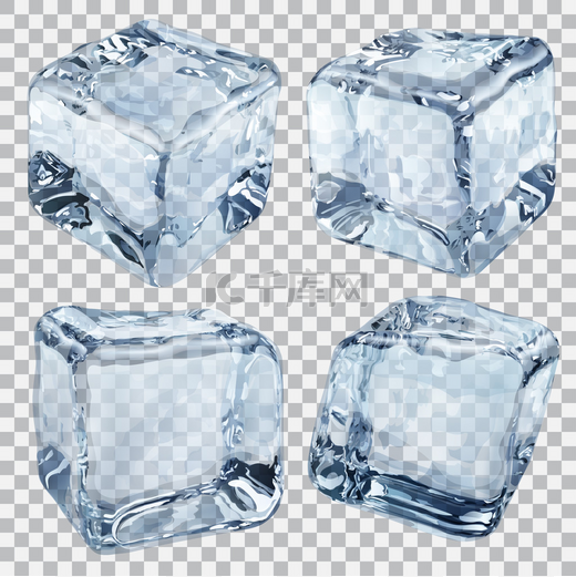 透明蓝色冰块图片