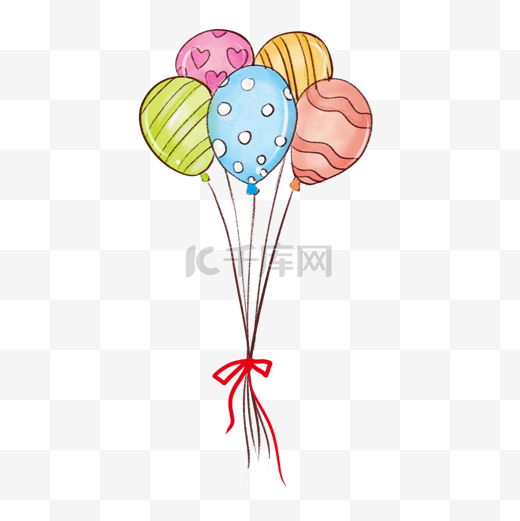水彩生日彩色气球束图片