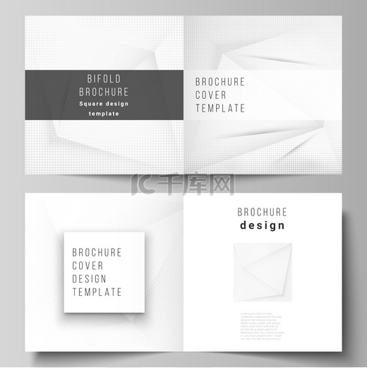 方形设计双折小册子、传单、封面设计、书籍设计、小册子封面的两个封面模板的矢量布局。图片