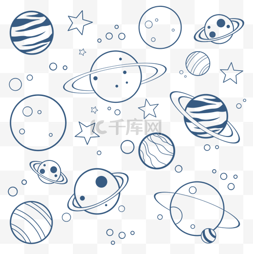 宇宙太空无缝蓝色线描主题底纹图片