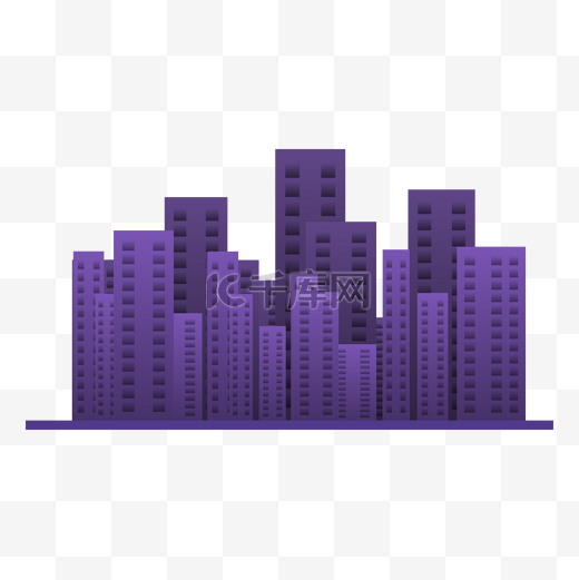 紫色扁平风城市建筑图片