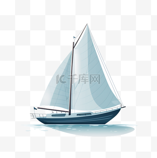 夏季扁平卡通风小帆船场景图片