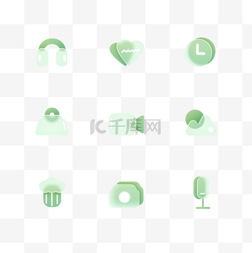 娱乐清新淡绿色毛玻璃半透明图标icon图片