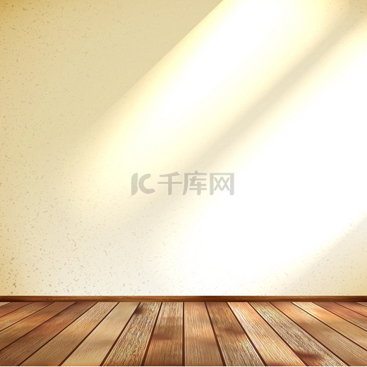 空米色墙和木地板的房间。10 eps图片