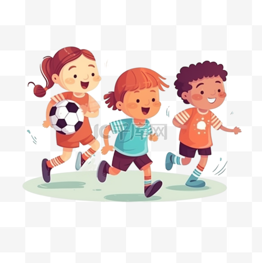 卡通手绘儿童足球运动图片