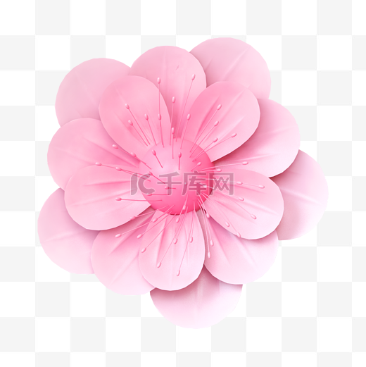 粉色C4D立体春天植物唯美花朵图片