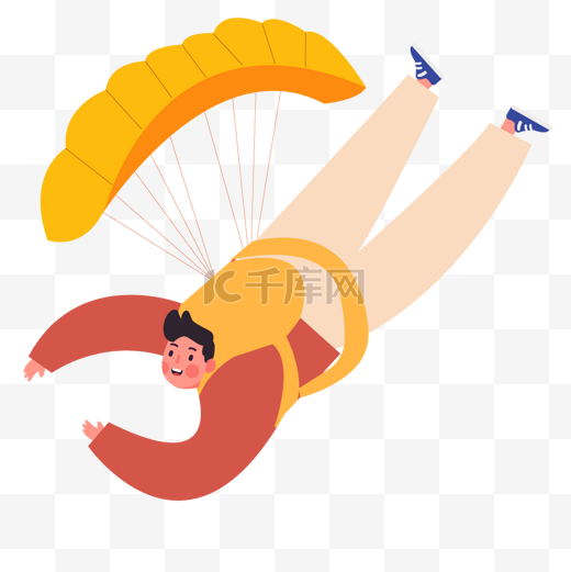 跳伞运动人物橙色滑翔伞图片