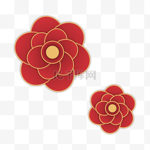 红色花朵剪纸红色喜庆装饰春节新年图片
