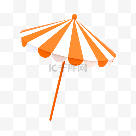 橙色C4D立体夏日沙滩太阳伞图片
