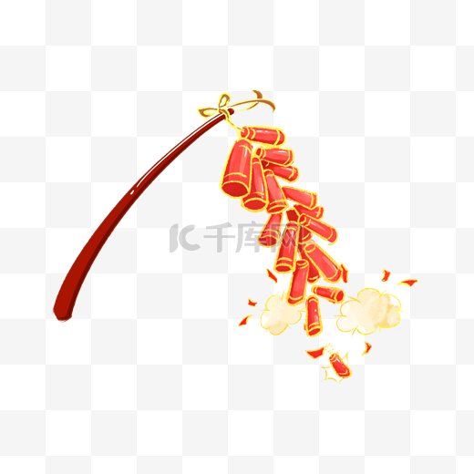 虎年新年鞭炮炮竹红色水彩烫金图片