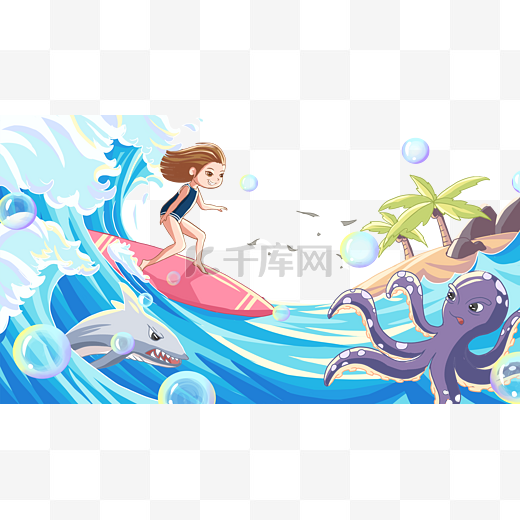 夏日节海边冲浪图片