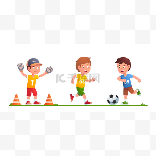 男孩一起踢足球，踢球图片