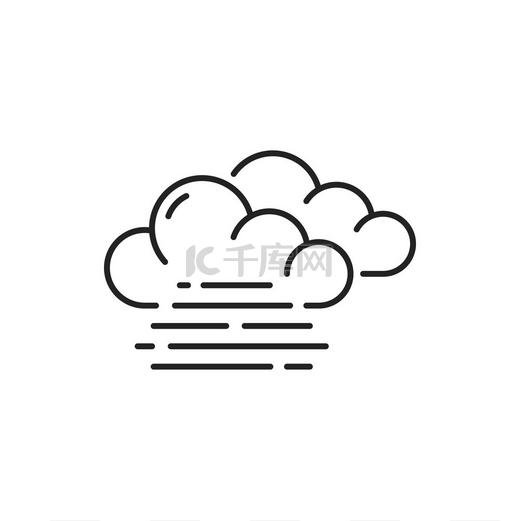 雾天气预报孤立轮廓图标矢量云和薄雾符号棉花和烟雾符号多云天气预报自然界有凝露云景阴积云和中风云雾标志大雾天气预报图标图片