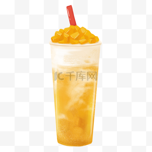芒果冰饮料奶盖冰饮奶茶奶茶店素材免抠png图片