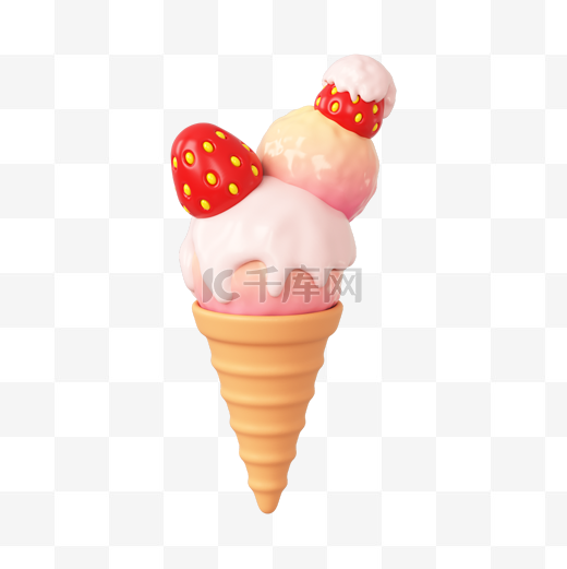 3DC4D立体草莓冰淇淋图片