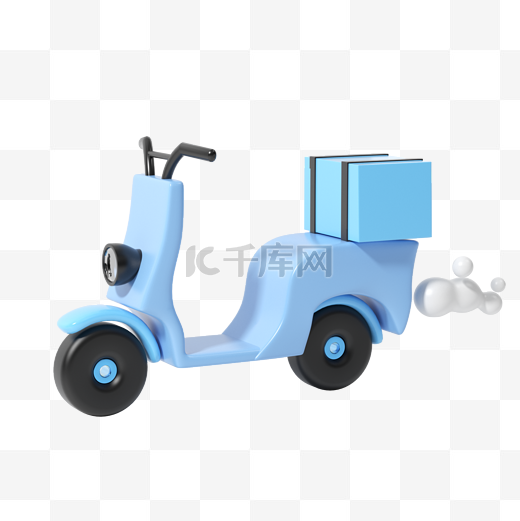 蓝色C4D立体3D外卖送餐电动车图片