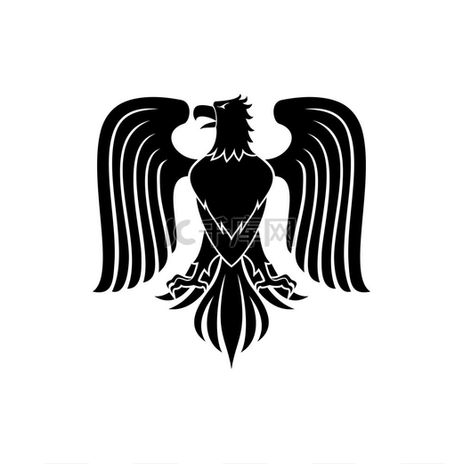 赫拉尔迪雄鹰的矢量图标皇家纹章哥特式猎鹰或中世纪鹰的象征赫拉尔底哥特式鹰孤立的纹章徽章图片