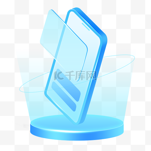 蓝色3D立体手机弹窗图标icon图片