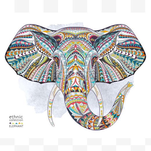民族头大象，符号图片