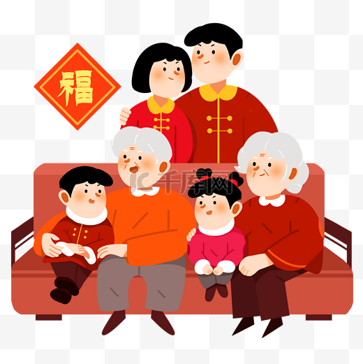 新年春节过年拜年全家福幸福一家人图片