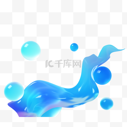 蓝色渐变流体玻璃c4d图片