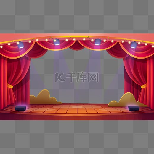 舞台背景灯光红色窗帘聚光灯剧院图片