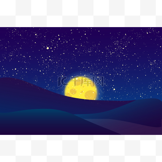 Night vector moon, shining stars on dark blue sky.图片