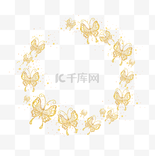 金色蝴蝶圆形边框图片