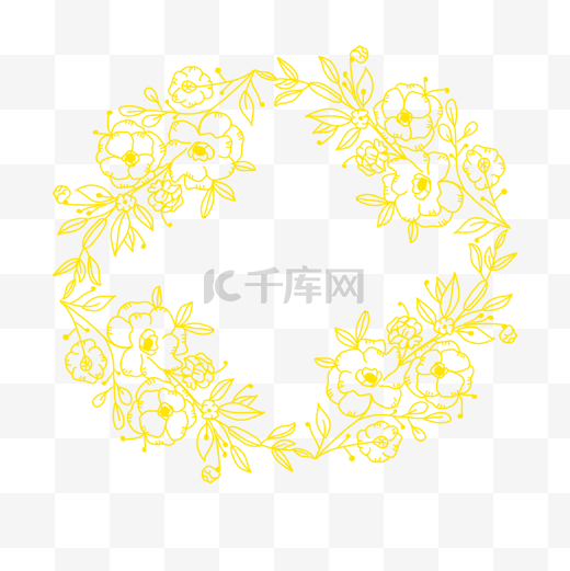 金色金线花卉婚礼花边边框图片
