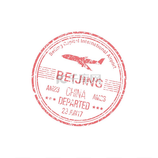 北京国际机场的签证印章孤立了中国的边境管制矢量国家合法通行证标志签证印章北京机场隔离离境印章图片