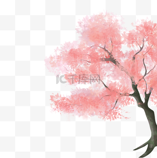 中国风古风水墨桃花树图片