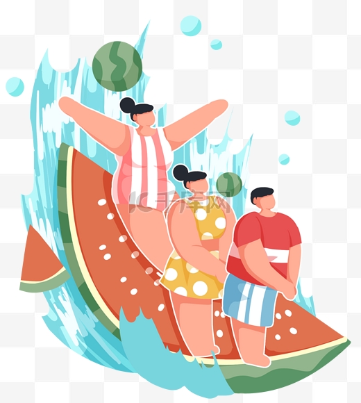 节气夏至二十四节气玩水上活动西瓜船图片