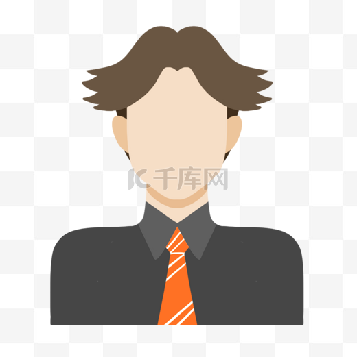 橘黄色领带中分发型卡通人物头像图片