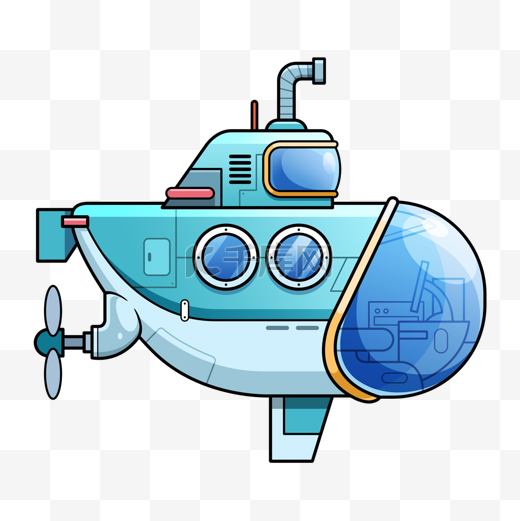 潜水艇卡通蓝色图片