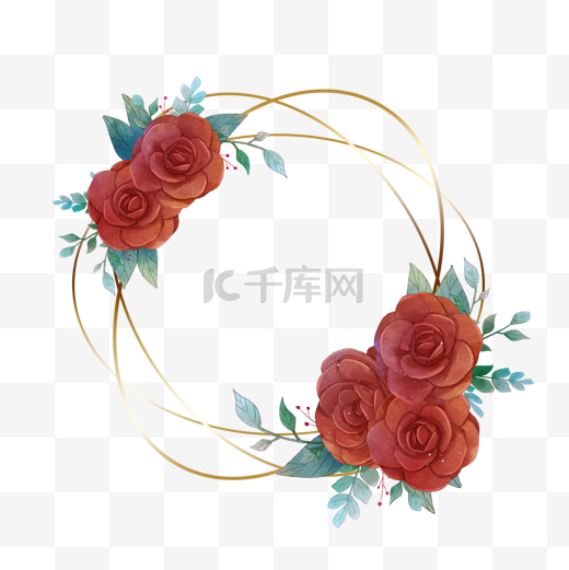 几何水彩花卉婚礼边框图片