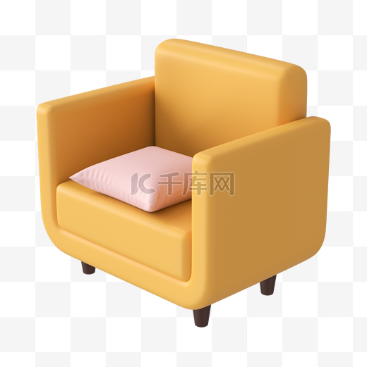 C4D家具黄色单人沙发图片