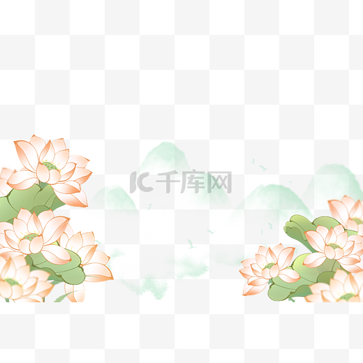 中国风典雅荷花花卉景观海报背景装饰边框图片