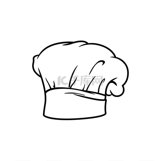 厨师帽隔离线性图标传统厨师帽带褶皱面包师头饰面包师厨房工作人员头饰厨师帽图片