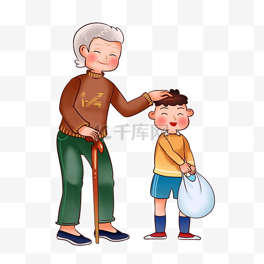 重阳重阳节孝敬老人帮助奶奶陪伴图片