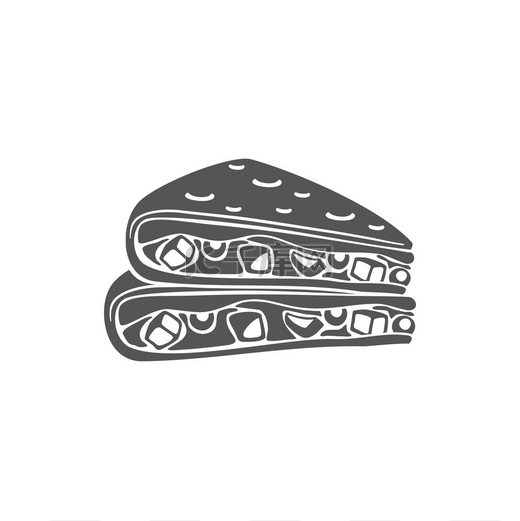 墨西哥奎萨迪拉食品隔离快餐墨西哥美食的矢量辣餐酱汁皮塔面包中的肉类和蔬菜异国风味的街头美食外卖菜肴单色图标墨西哥玉米饼快餐单色图标图片