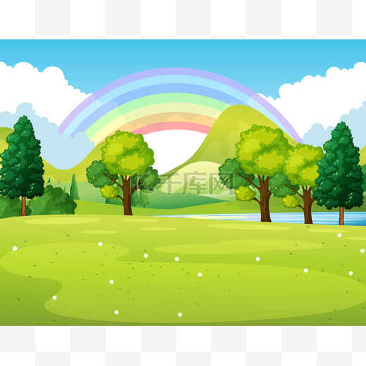自然场景的一个公园与彩虹图片