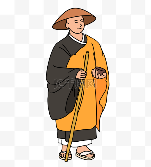 僧侣僧人和尚佛教化缘修行禅意人物简笔画图片