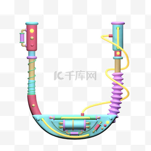 字母u赛博朋克风格玩具图片