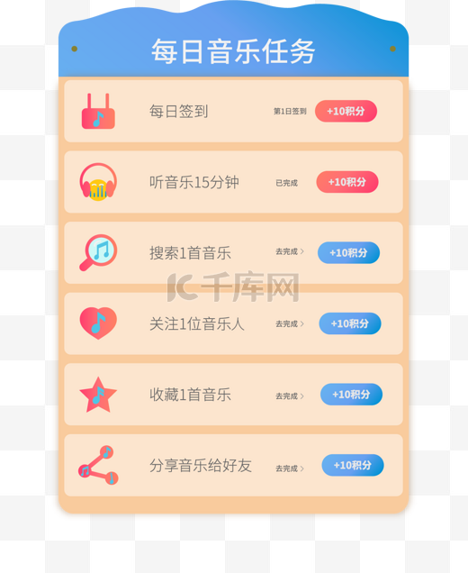 音乐APP任务打卡列表图片