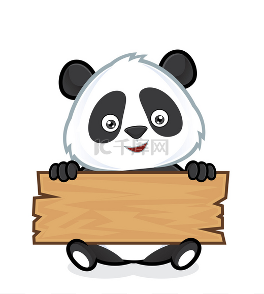拿着一块木板的熊猫图片