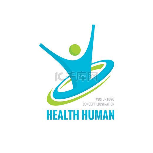 Health human - vector logo concept illustration. Human character creative sign. Sport fitness logo icon. Vector logo template. Design element.图片